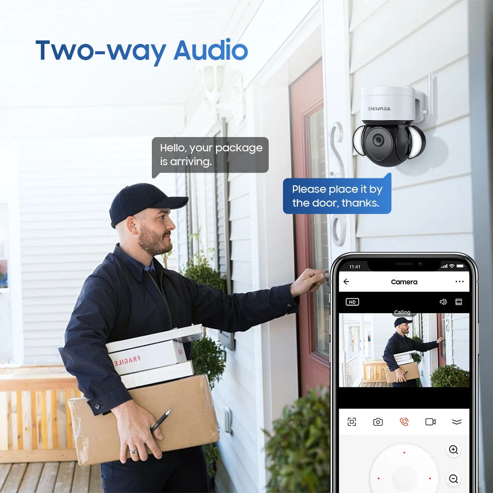 SHIWOJIA 8MP Tuya Smart Life Camera Floodlight Security Camera AI Human Motion Detection Color Night Vision 2 Way Audio IP65