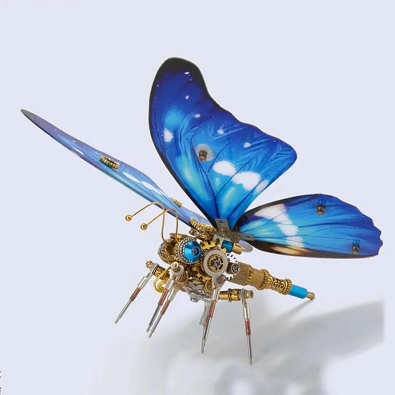 3D Metal Puzzle for Adults Mechanical Butterfly with Base DIY Assembly Model Kits Punk Crafts Decoration Toy Personalized Gift