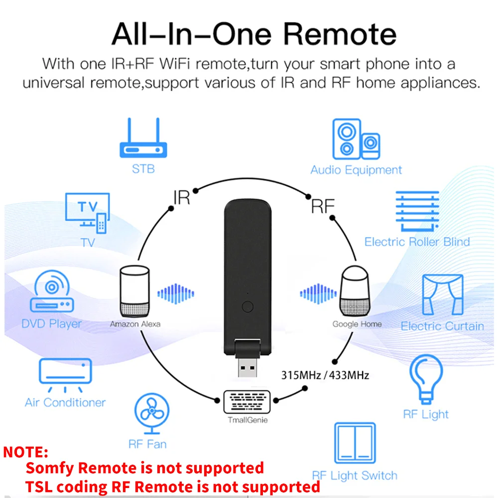 Tuya IR RF Remote Control WiFi Smart Home for Air Conditioner ALL TV LG TV Support Alexa,Google Home