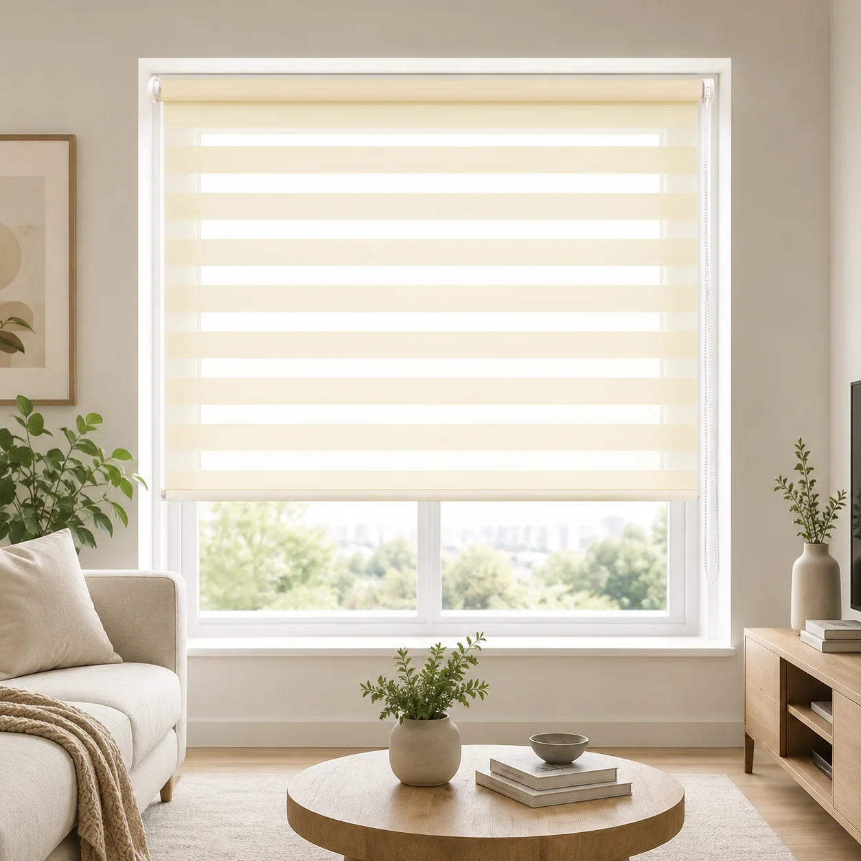 DECO-HOME Estor Zebra Enrollable Sin Carcasa Modo Día y Noche, Doble Tela Translúcida y Opaca con Cadena de Control, Protección UV Aislamiento Térmico, Variedad de Colores, Ideal para Dormitorio Salón