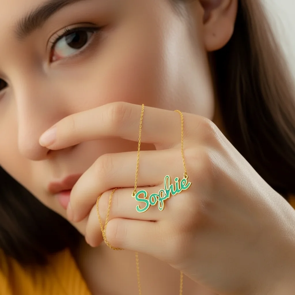 

Personalized Enamel Name Necklace Custom 18K Gold Plated Stainless Steel Letters Pendant Necklace Best Friend Jewelry Gift