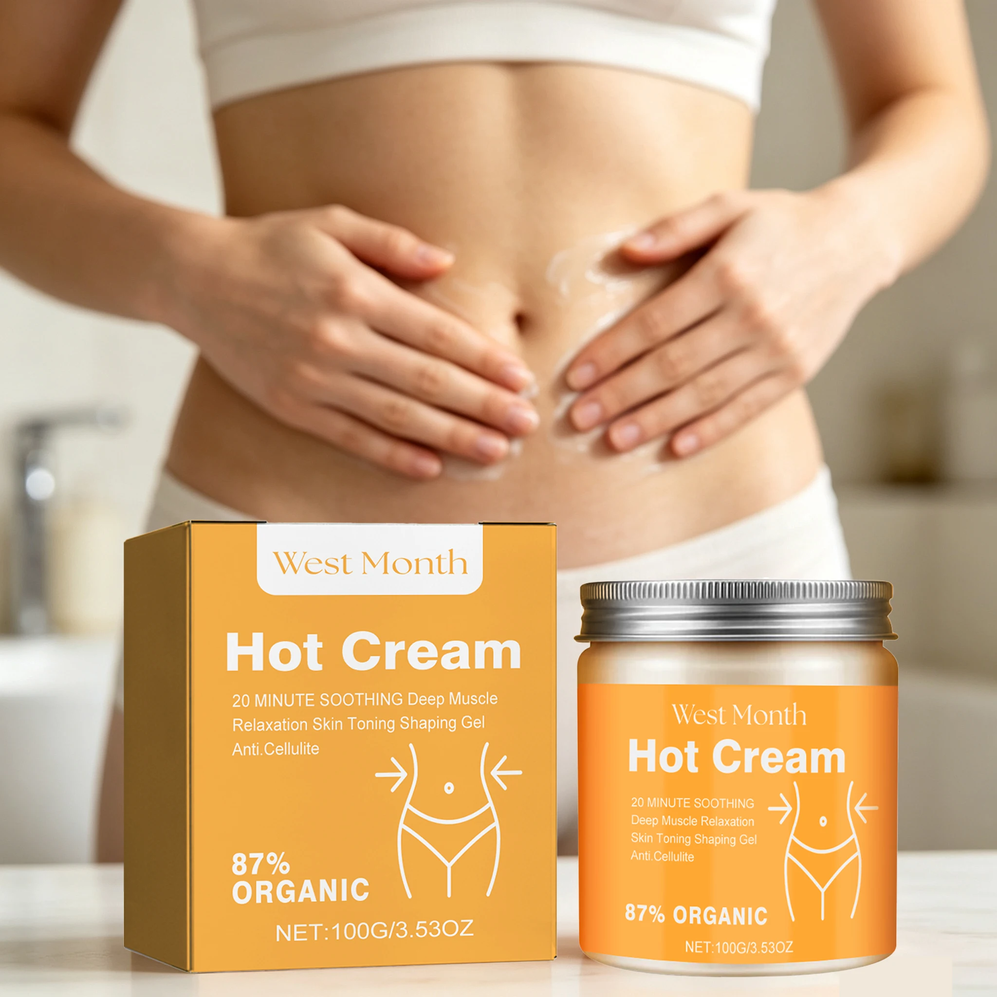 100G Body Shaping Cream Deep Moisturizing Boosts Skin Elasticity Tightening Weight Loss Non-sticky Quick Absorbed Refreshing Firming Body Slimming Lotion