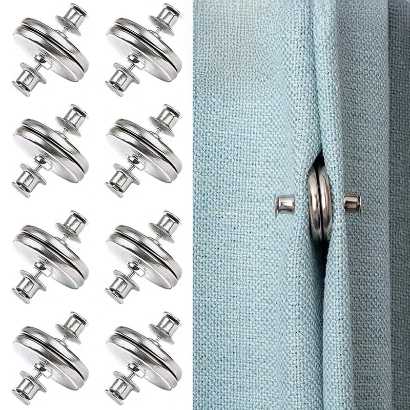4/8 paires de boutons magnétiques pour rideaux, Clip de fixation détachable pour empêcher la réglage de la lumière, écran de fenêtre, boucle magnétique étroite