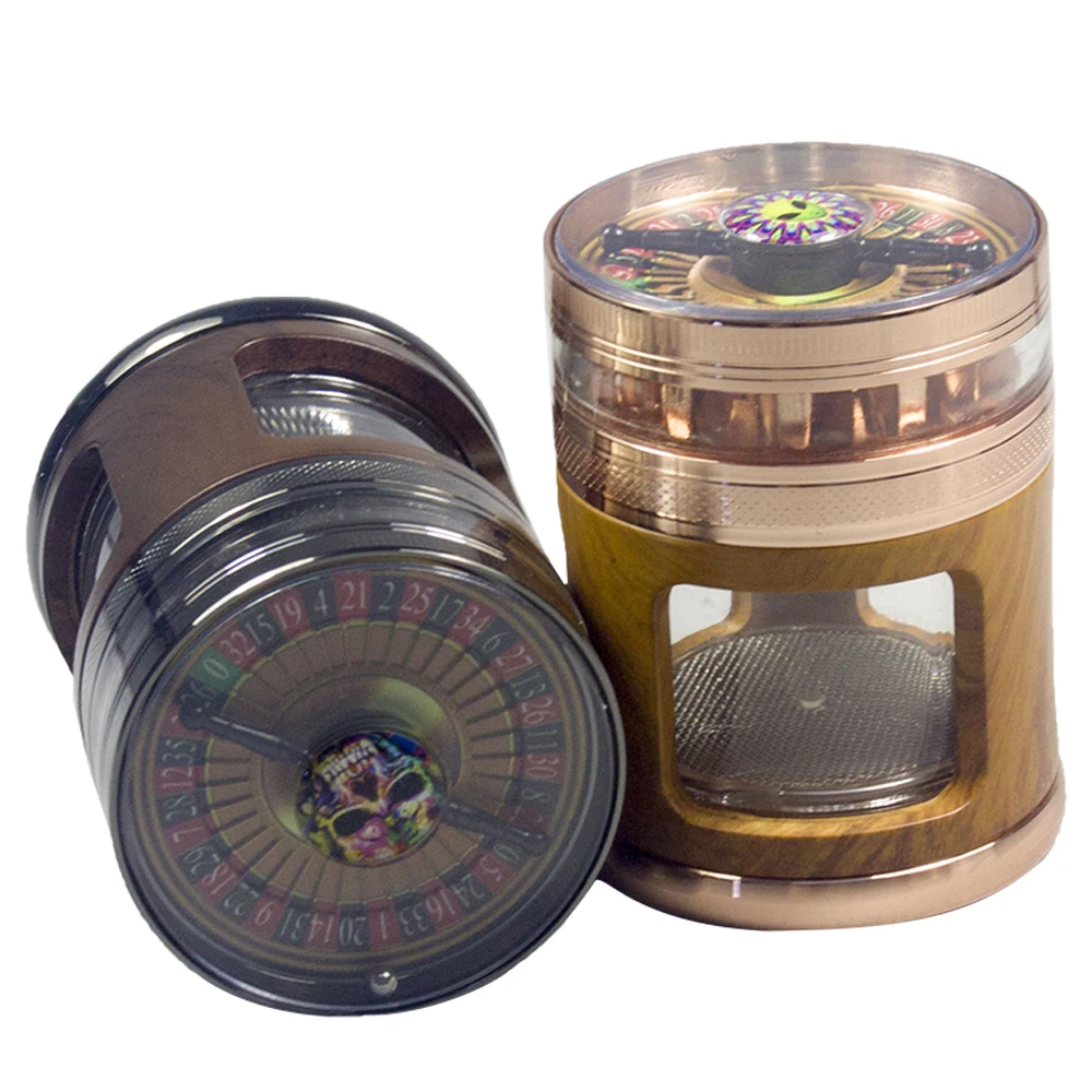 

2.5" 4 Part Grinder Tobacco Herb Spice Crusher Roulette Top W/1 piece Roulette-Themed Herb Grinder with Transparent Chamber and