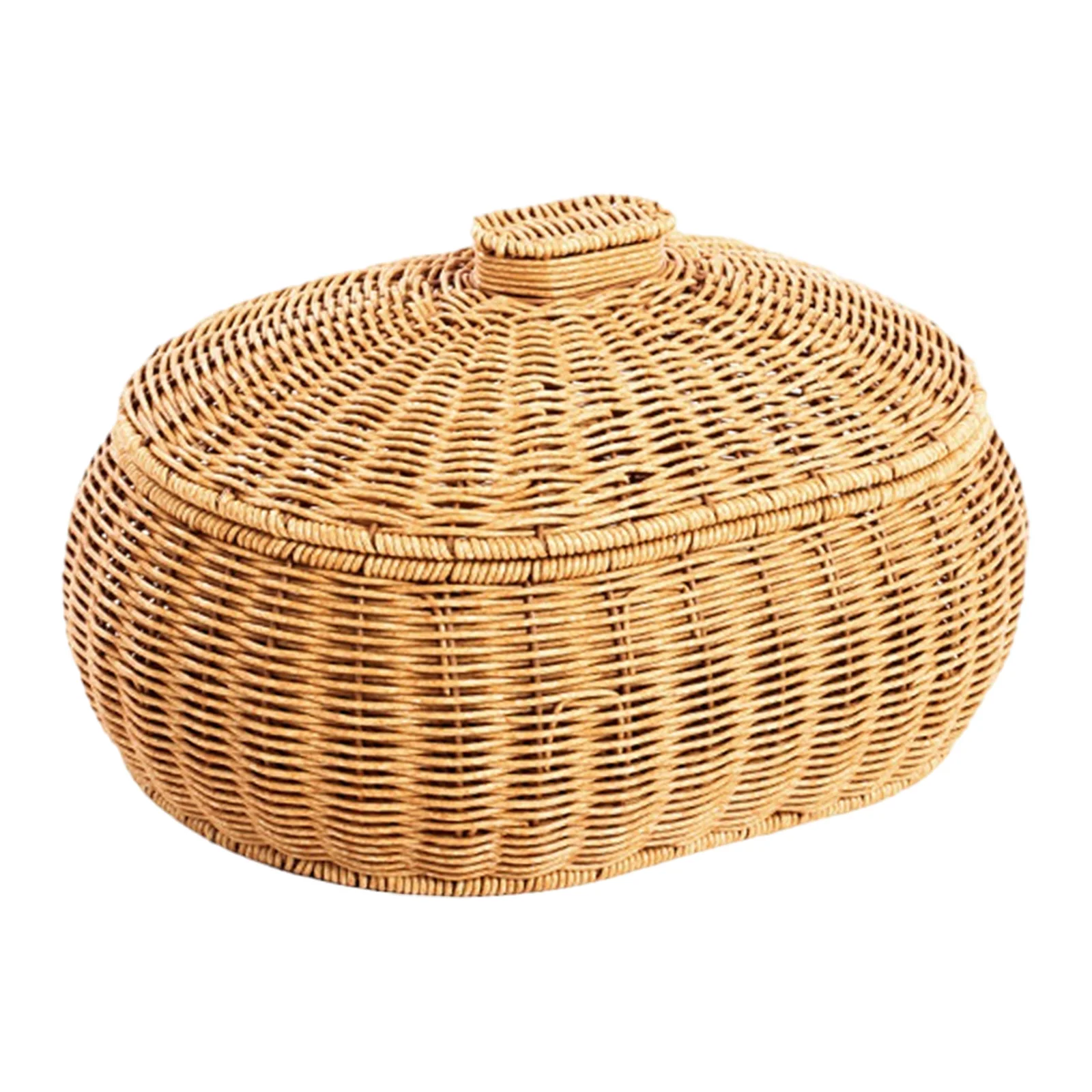 Handwoven Basket Home Décor Shelf Baskets Bin with Lid Food Storage Basket for Bathroom Living Room Bedroom Kitchen Shelves