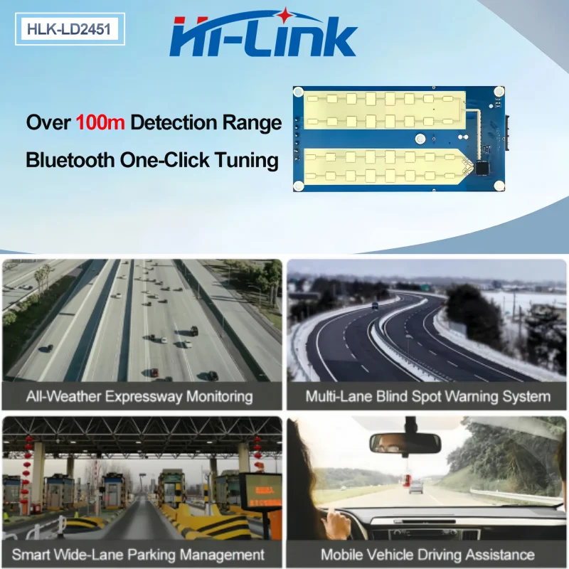 Hilink HLK-LD2451 24G vehicle ranging speed measurement millimeter wave radar vehicle condition monitoring sensor module