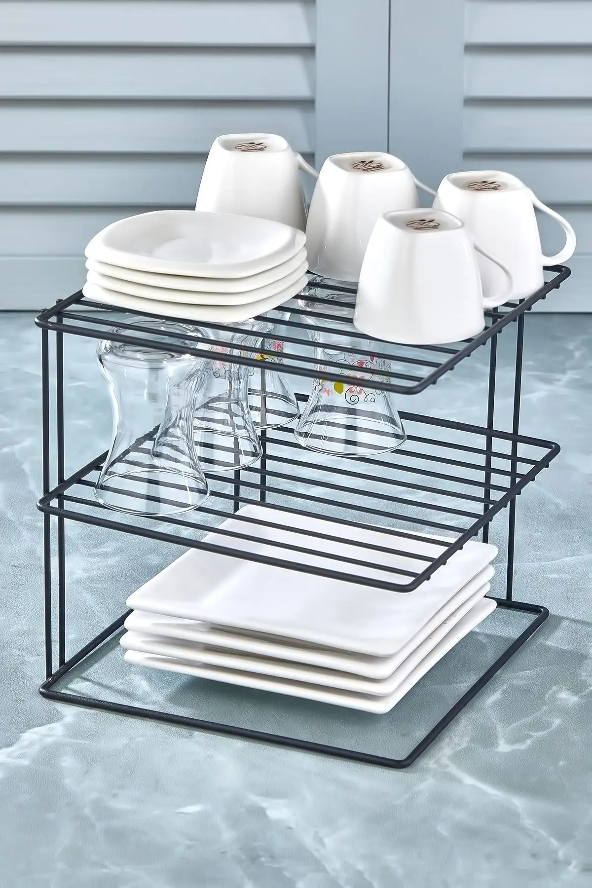 3 Floors Steel Organizer Plates Kitchen Accessories Storage Rack  Holder Closet Shelf Dish Drying Rack Decorative Retractable