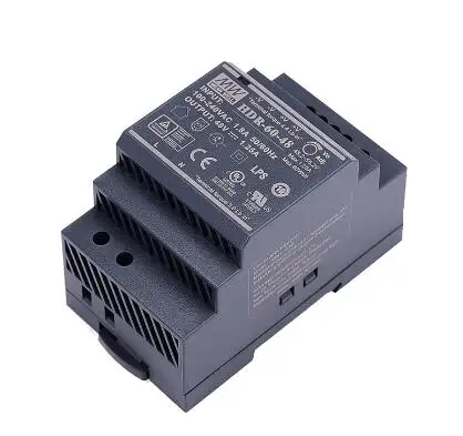 

HDR-60-48 AC-DC Ultra slim DIN rail power supply; Input range 85-264VAC; Output 48VDC at 1.25A; Pass LPS