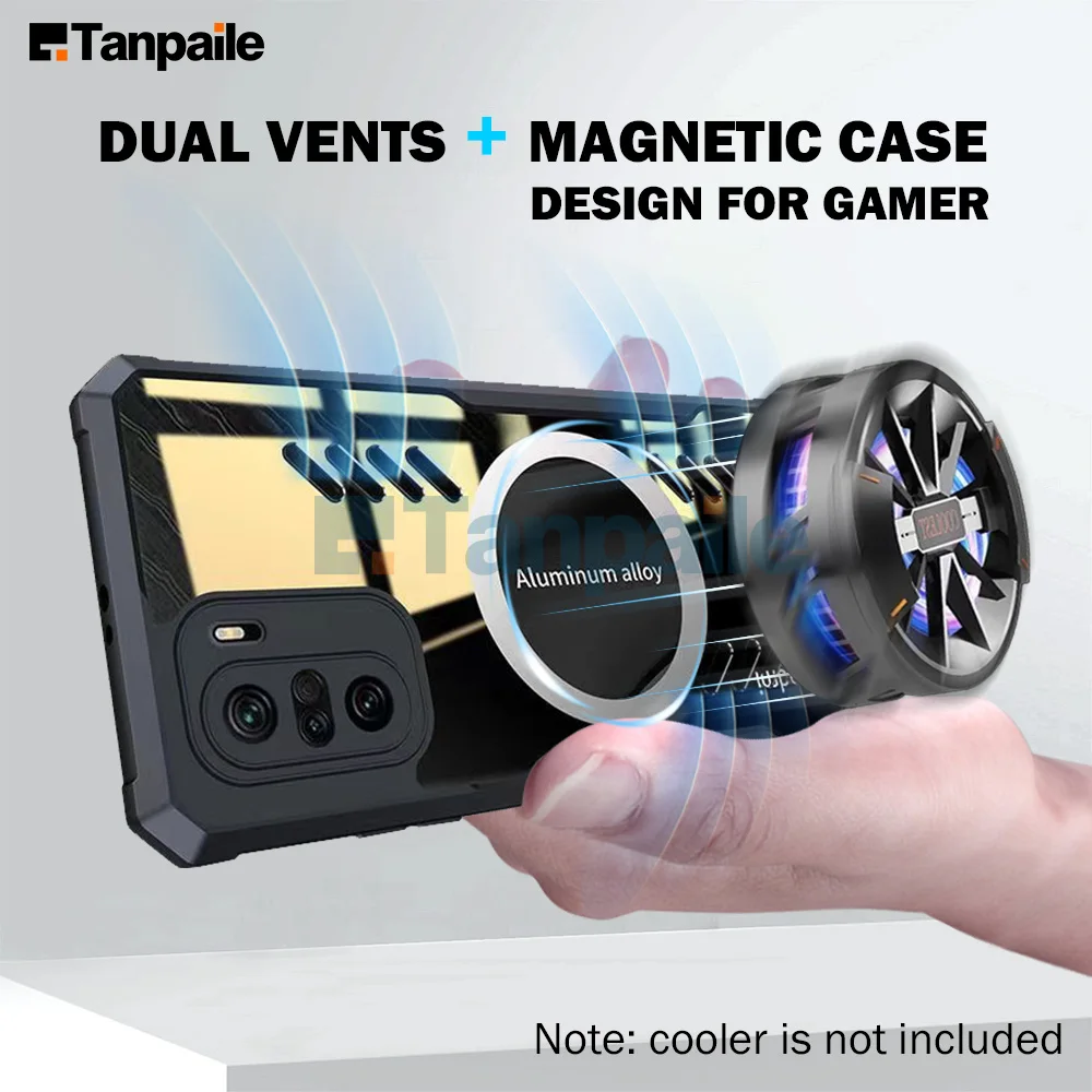 Tanpaile Cooling Magnetic Case For Xiaomi Redmi K40 Pro Gaming POCO F4 F3 K40S Shockproof Hard Bumper Heat Dissipation Cover