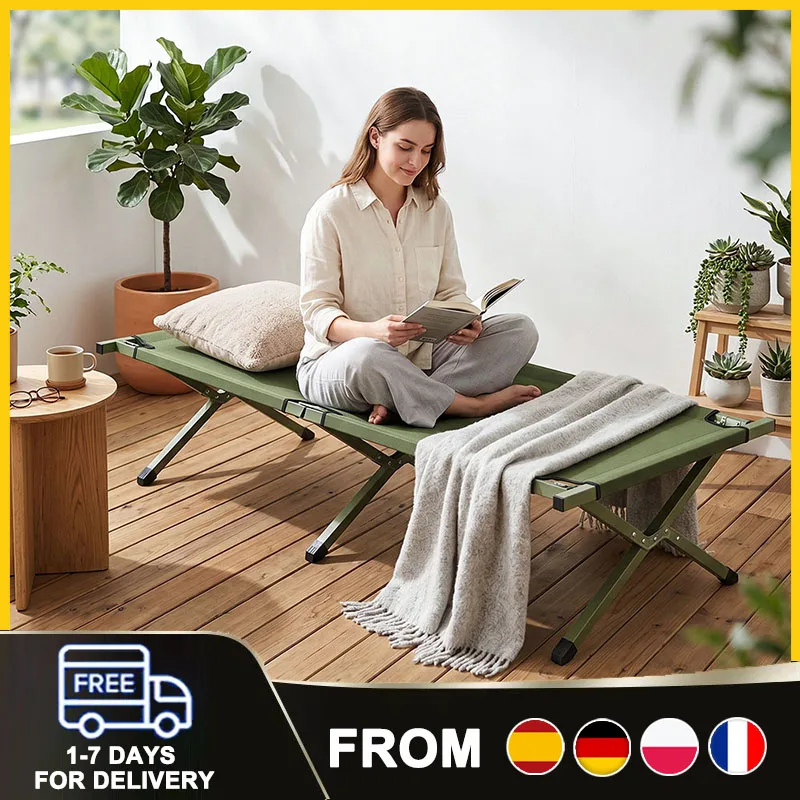 Lit de camping pliable portable, lit de camping extérieur, cadre en acier, tissu Oxford, installation rapide pour le camping, les voyages, la randonnée, le couchage