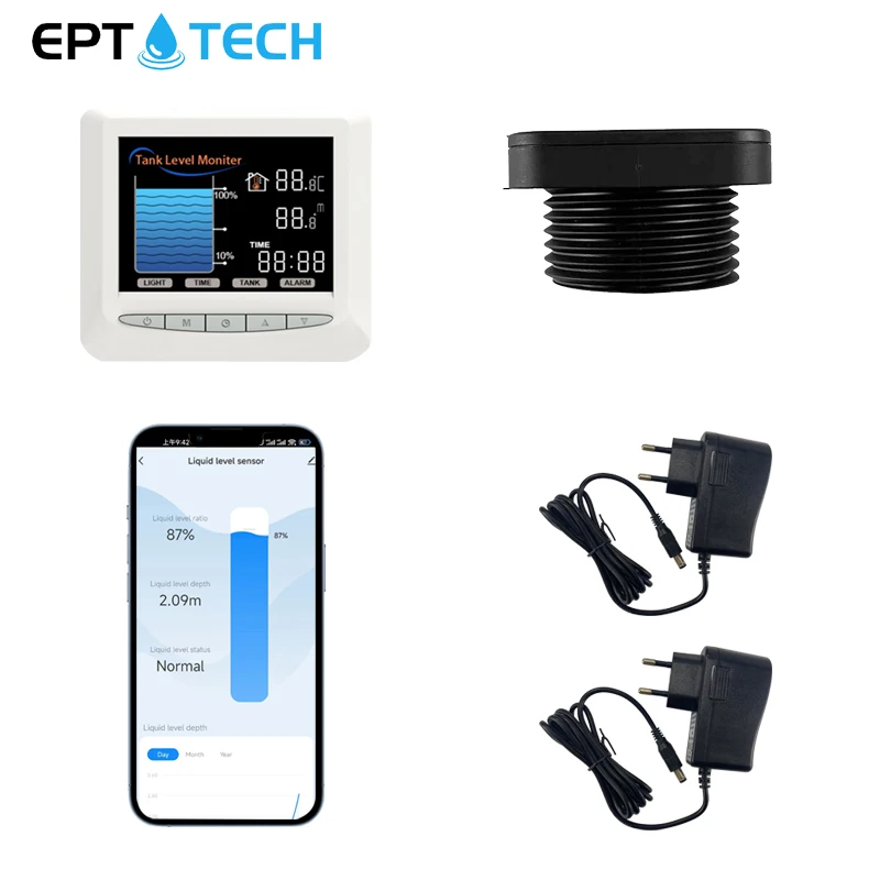 EPTTECH TLC2326LS WL Wifi Tank Level Monitor Tuya Smart Life Water Oil Level Sensor 433MHz LCD Display Mobile Indicator Alarm