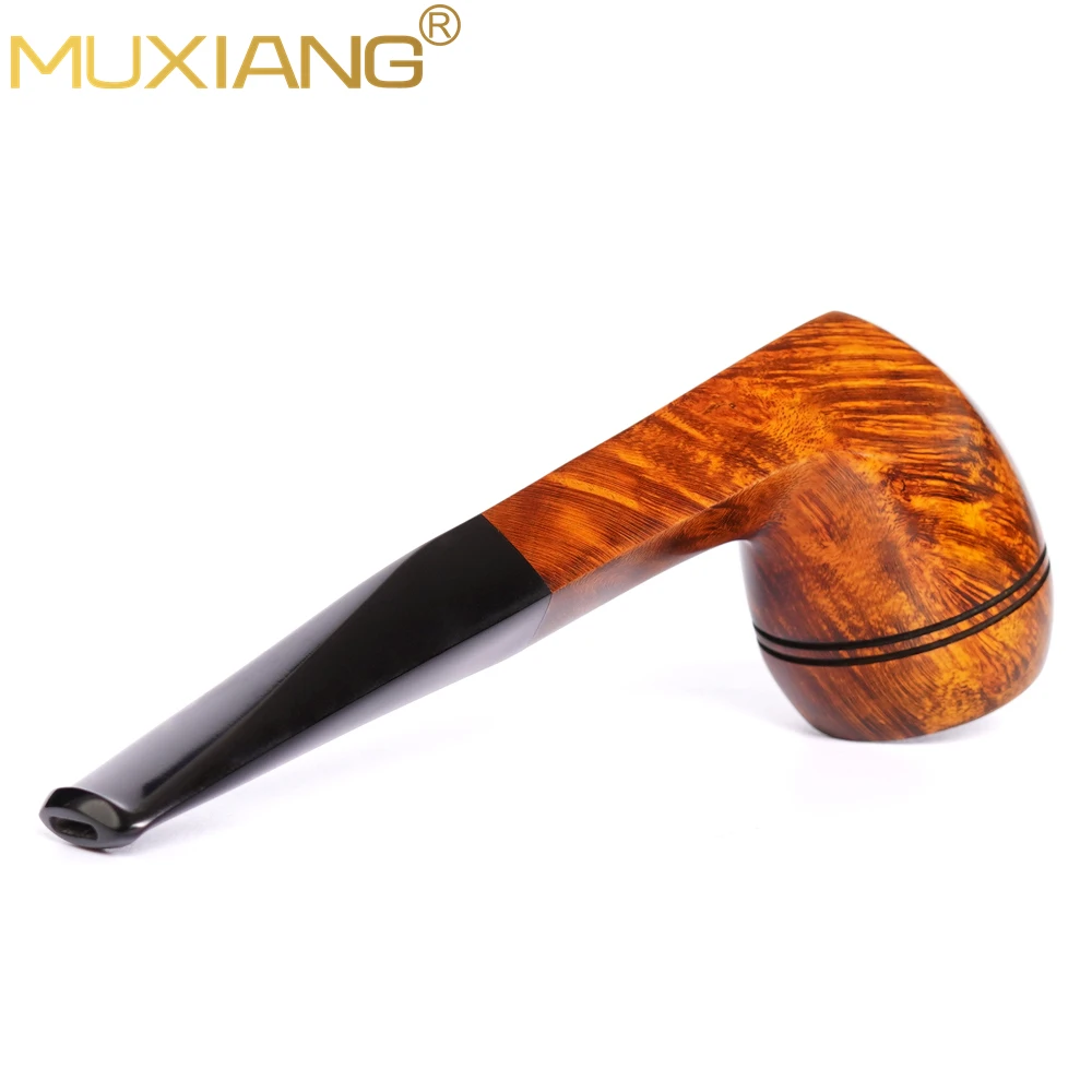 MUXIANG handmade briar pipe, 3mm pipe channel, classic bulldog pipe, straight handle vulcanize rubber pipe mouth Father Day gift