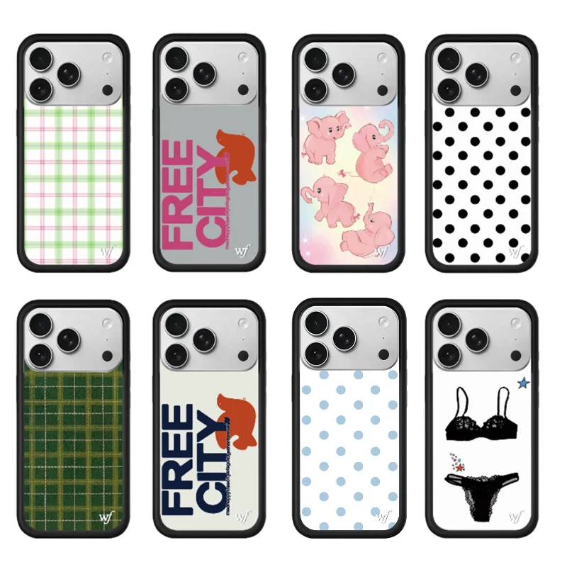 Nouvelle coque de téléphone antichoc 3D WF à pois de fleurs sauvages pour iPhone 17 Pro Max 12 13 14 15 16 Plus 17 Air 16 Cherry