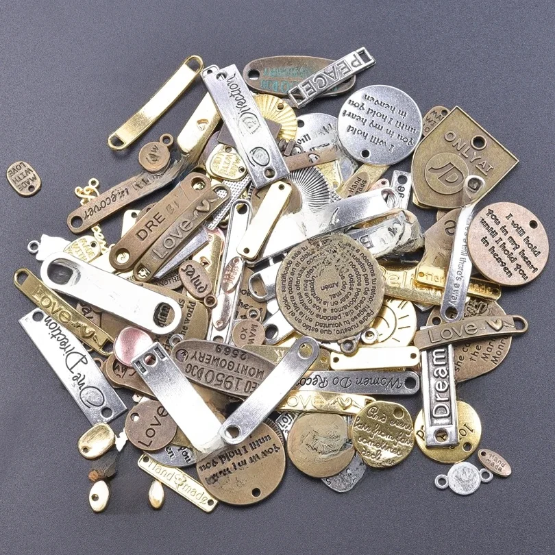 10-30szt Words Tag Charm Pendant Love Dream Believe Metal Alloy Charms For Jewelry Making Supplies Handmade Components Wholesale — zdjęcie 2