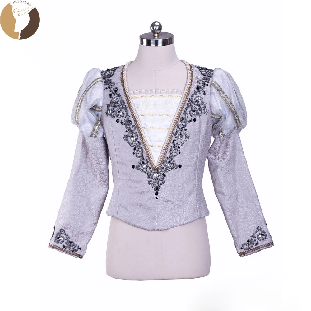 

New Man Tunic Ballet Variation Performance Competition Silver King Top Wear Male Dance Jacket Custom Made Princes Costume