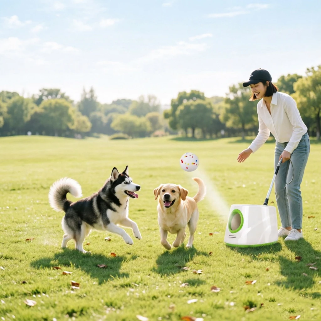 Lanceur automatique de balles pour chien, rechargeable, jouet intelligent pour animaux de compagnie avec 3 modes de distance et 3 balles pour petits chiens, jeu interactif pour chiots