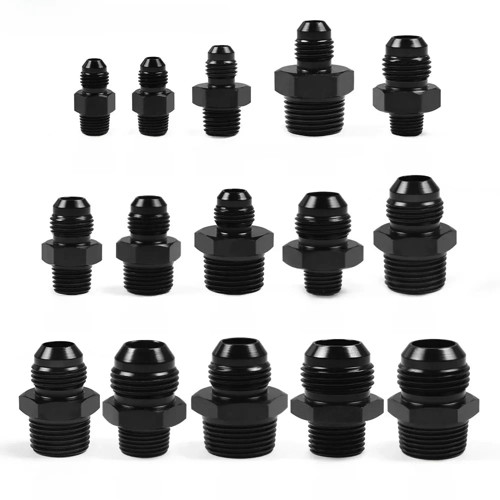 Adaptateur de tuyau droit AN Flare mâle vers NPT, raccord de tuyau, filetage en aluminium nu, raccord de tuyau d'air de mazout droit, adaptateur mâle