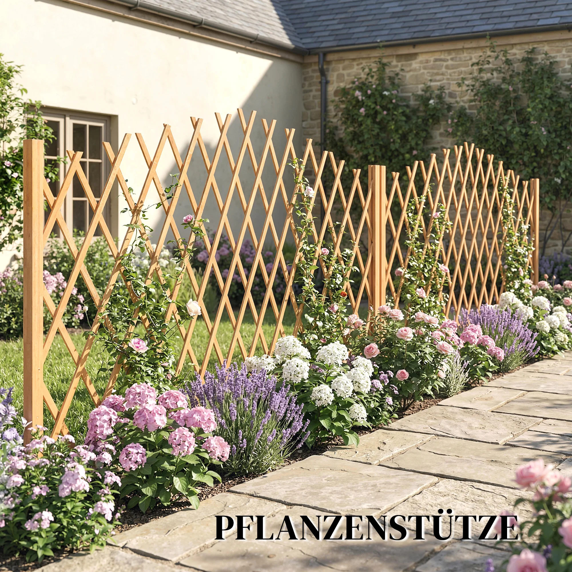 Treillis en bois extensible et rétractable, support autoportant pour plantes grimpantes, fournitures et accessoires de jardinage, écran d'intimité en bois extensible pour patio, cour, allée, séparation de paysage floral et décoration