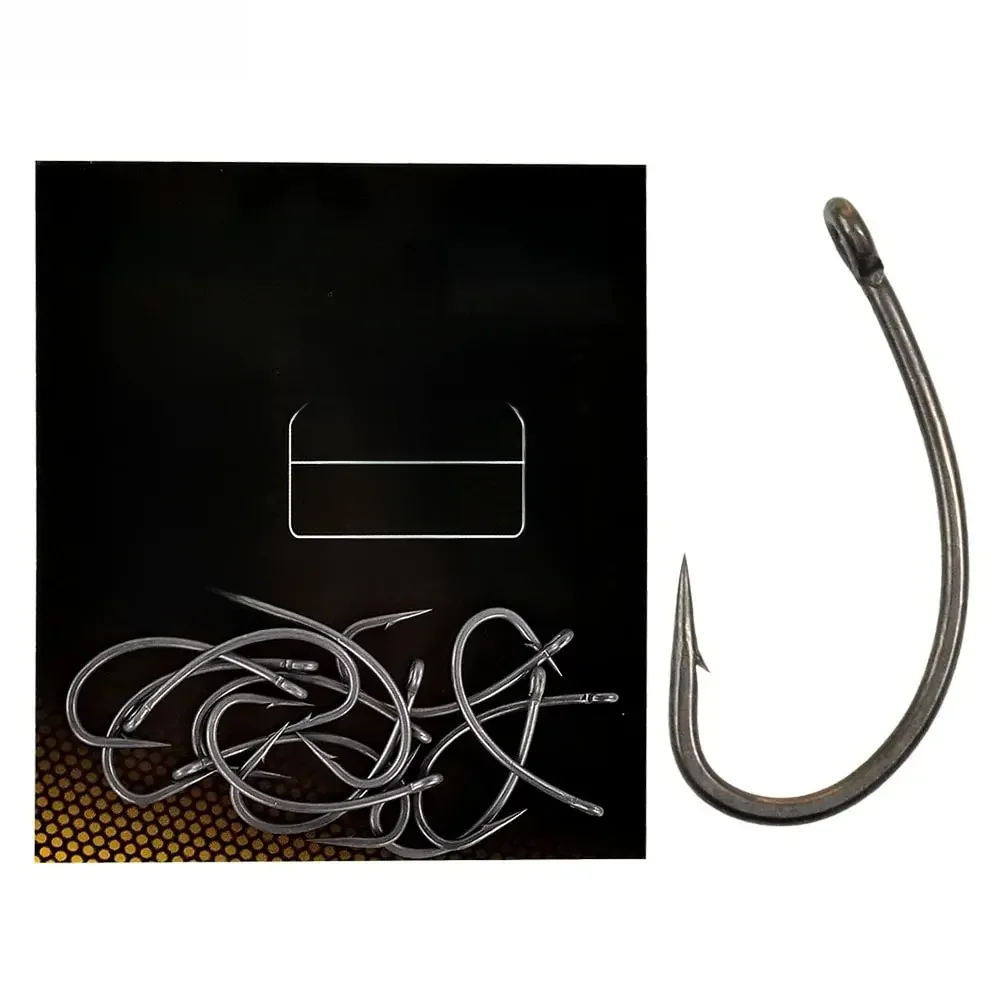 Hirisi 15x hameçons de pêche à la carpe avec œil Micro barbe hameçons en acier à haute teneur en carbone accessoires de pêche enduit de PTFE X915