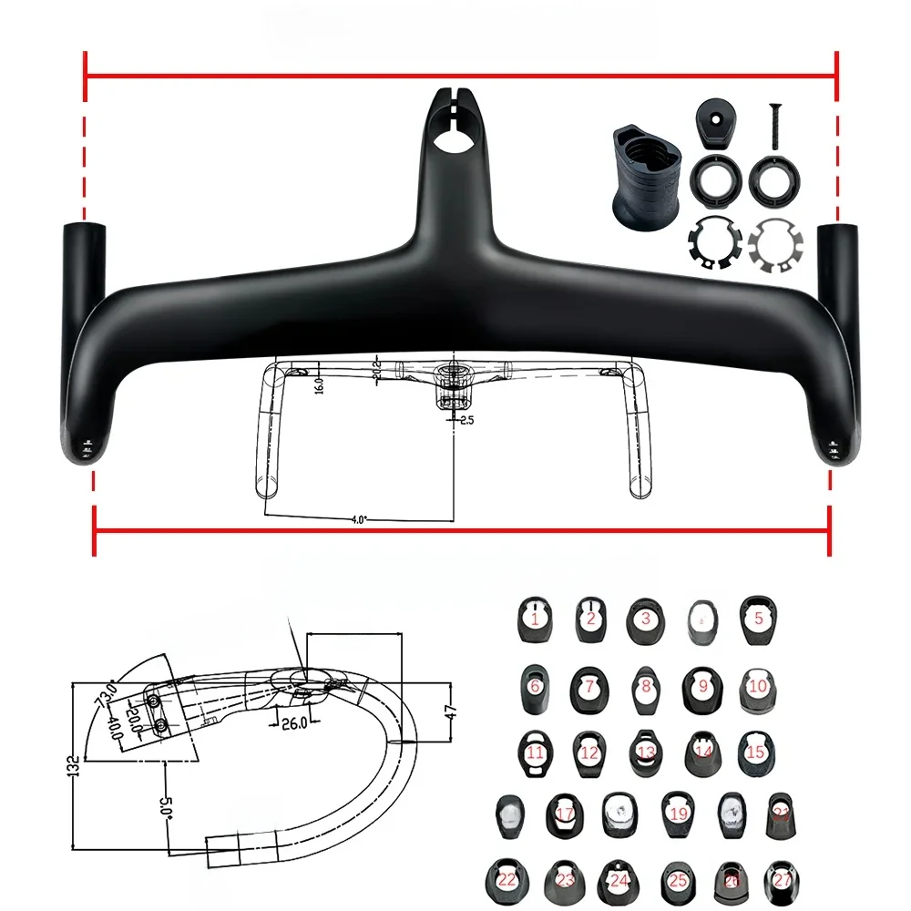 AliExpress SGS BALUGOE Carbon fiber racing handle Road Bicycle Handlebar Aero integrated concealed Full internal wiring +bowl washer