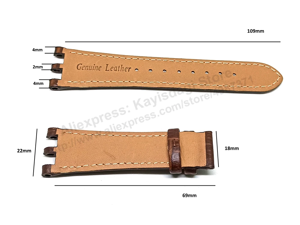 Fits/For Versace V-Race 29C , 29Q  - 22mm Brown Genuine Leather Replacement Watch Band Strap Belt