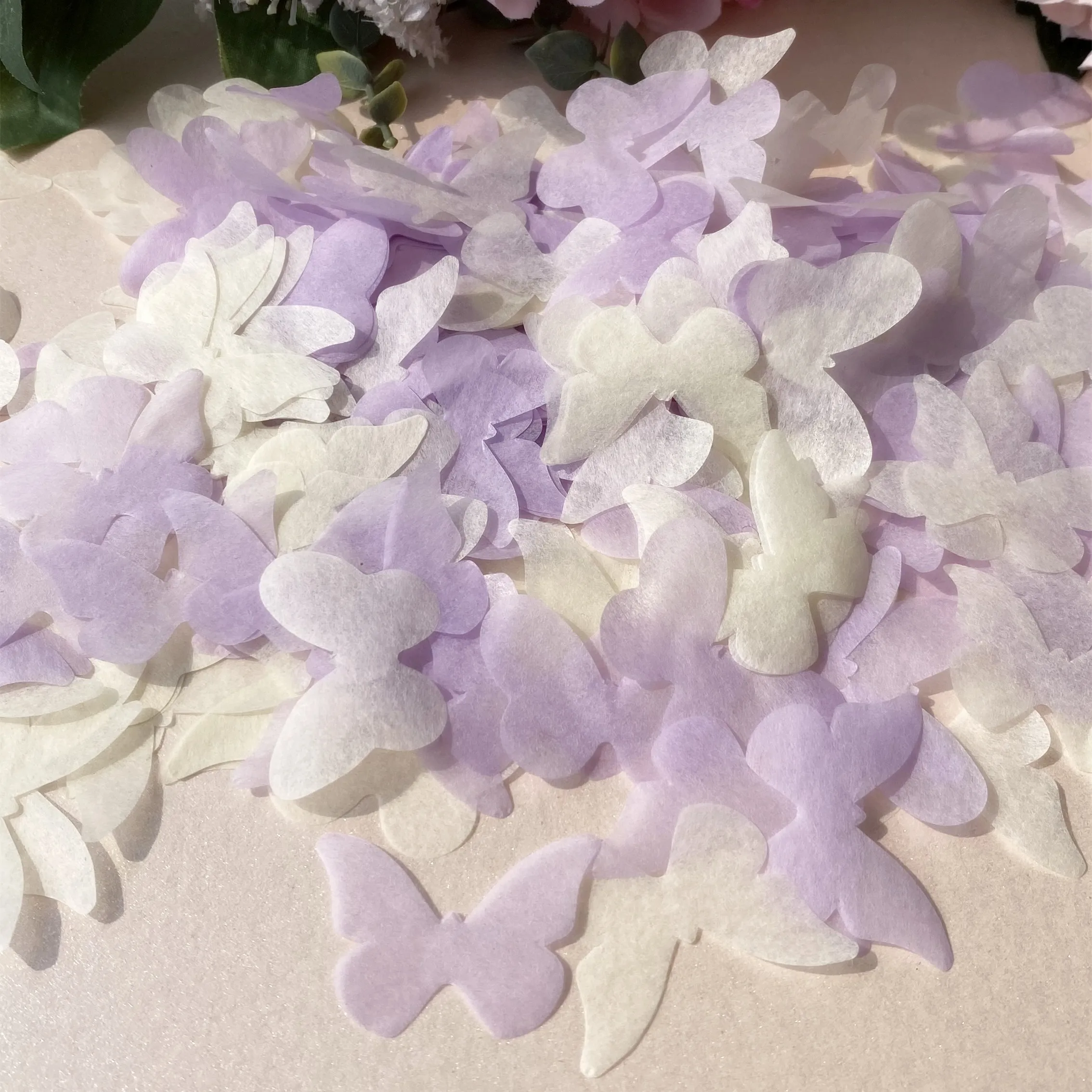 Purple Weddding Guests Throwing Decorations Ivory Biodegradable Confetti Butterflies Lavender Lilac Purple Butterfly Confettis