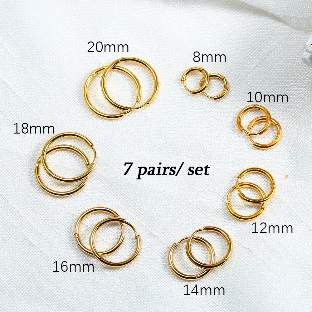 Steel Hoop Earrings For Women Men Stainless Steel Small Gold Color Earring Korea Cartilage Piercing Classic Jewelry Accessories