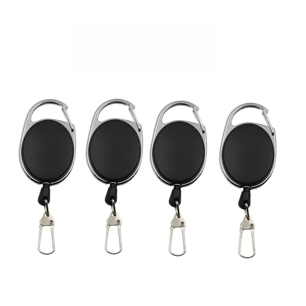 1–4 Stück einziehbarer Schlüsselanhänger, Abzeichenhalter, Fliegenfischen, Zinger-Retraktor mit Schnellverschluss, Federclip, Angelzubehör