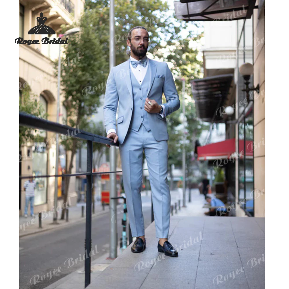 3ピース無地メンズウェディングスーツ2026シングルブレストカジュアルビジネスウェディングパーティーセットコスチュームオムマリアージュ