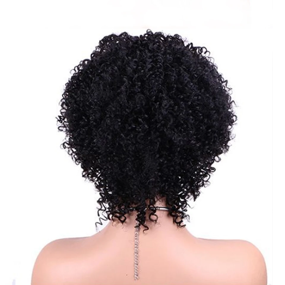 Бразильские афро вьющиеся человеческие волосы парики с челкой короткие волосы Фаллоу боб парик плотность 150% полная машинная работа парики для женщин
