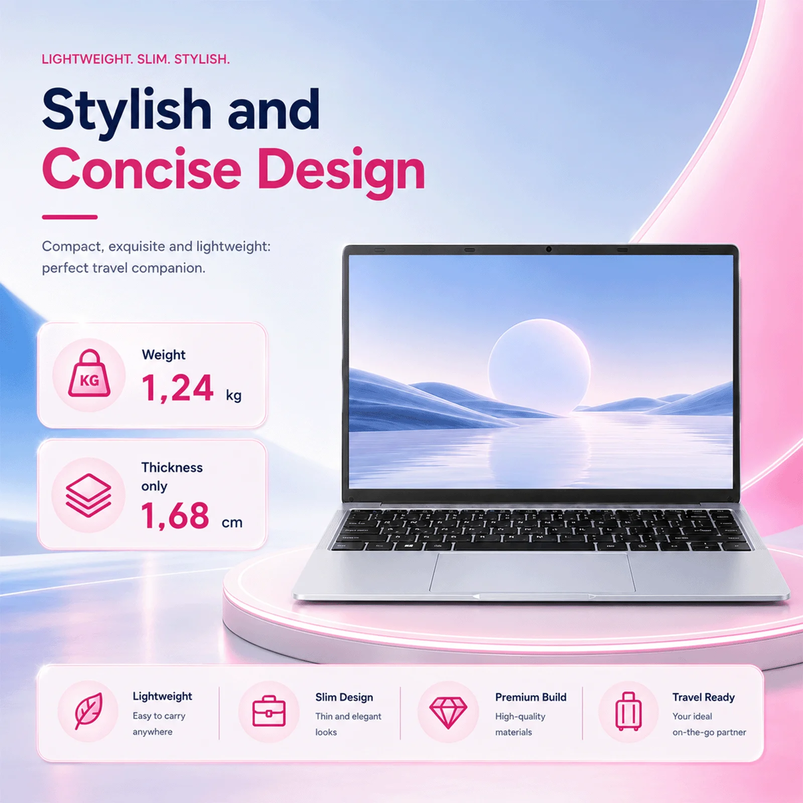 Ultra Slim Brand New PC 14.1'' Laptop Computer N3710 Quad Core 12GB RAM 256GB SSD Windows 10 Pro Notebook PC FHD 1080P Display Ultra Thin Portable Laptop WiFi Bluetooth 5.2 Webcam Computer for Student Business Office Home Use Lightweight Laptop PC