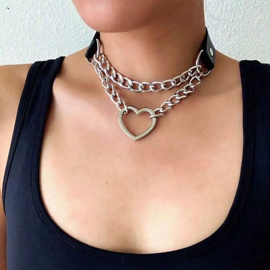 Yanxyad Leder-Halsband-Halskette, Herzform, Gothic-Punk-Rock-Halskette, Halsbänder für Valentinstag, Mutter, Mutter, Muttertag – Detail 2
