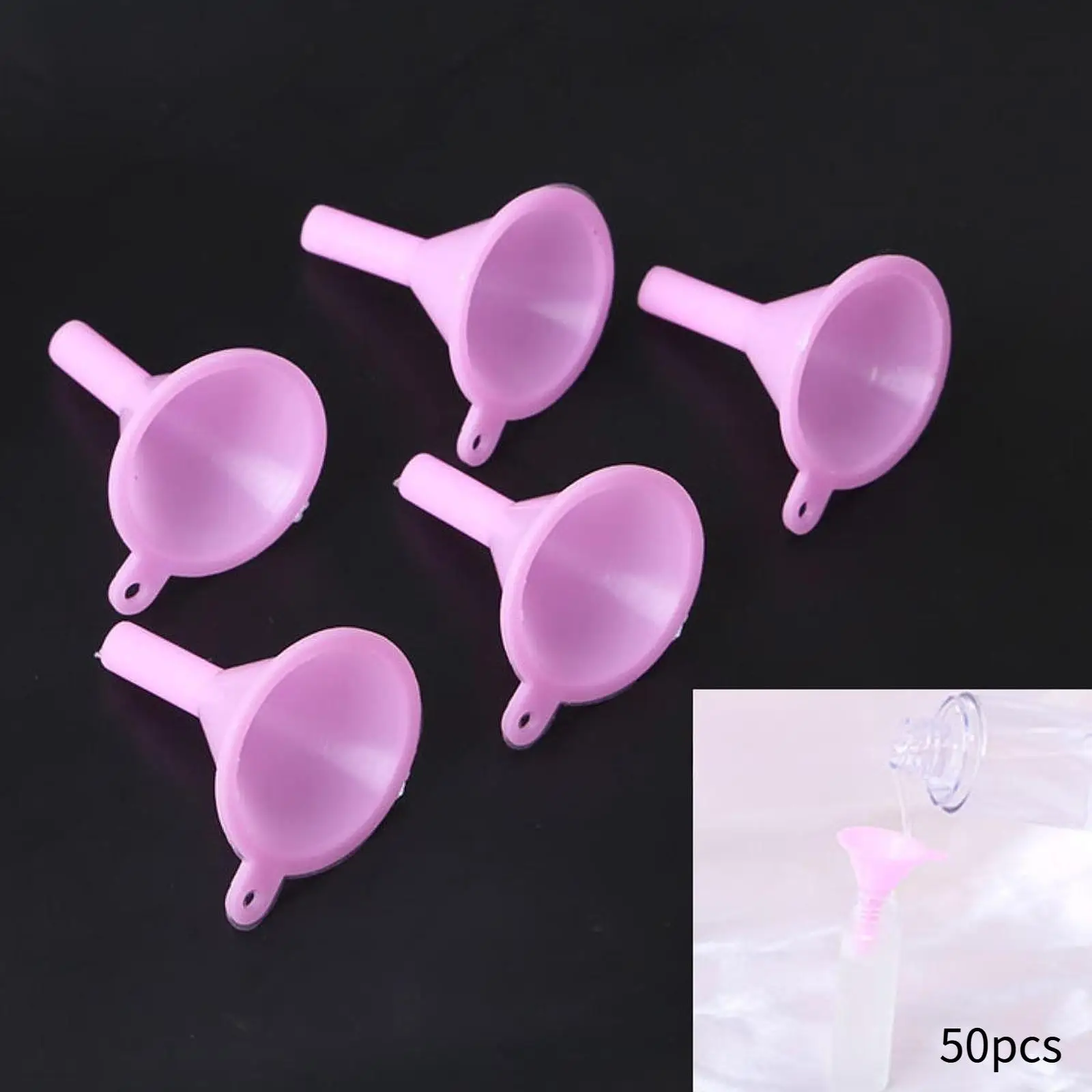 50Pcs 미니 깔때기 세트 작은 에센셜 오일 병 컨테이너 깔때기를 채우는 플라스틱 다기능 액체 전송 깔때기