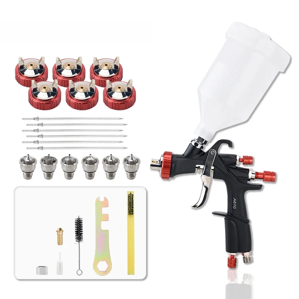 AEROPRO LVLP Spray Gun A610 Professional Airbrush For Car Pneumatic Automotive paint Spray Gun Kit 1.3 1.4 1.5 1.7 2.0 2.5mm