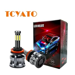TCYATO 8-sided LED car headlights H1 H7 H11 9005 9006 9012H4 high and low beam integrated 180W 6000K white light car headlights