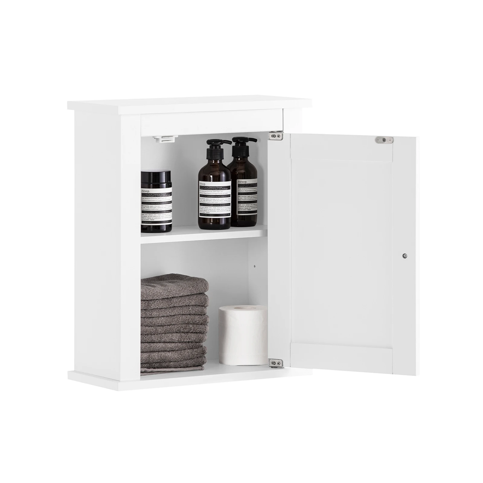 SoBuy FRG203 Armario colgante con una puerta Mueble de pared Armario de baño Muebles de baño Armario de cocina Armario de medicina Blanco BHT aproximadamente: 40x49x18cm