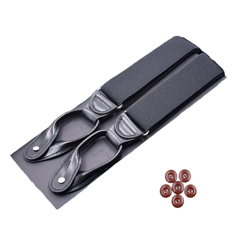 JIERKU guziki szelki męskie szelki unisex czarne skórzane szelki nowe Y-Back Ligas Tirantes 3.5*120cm 8 kolorów — zdjęcie 2