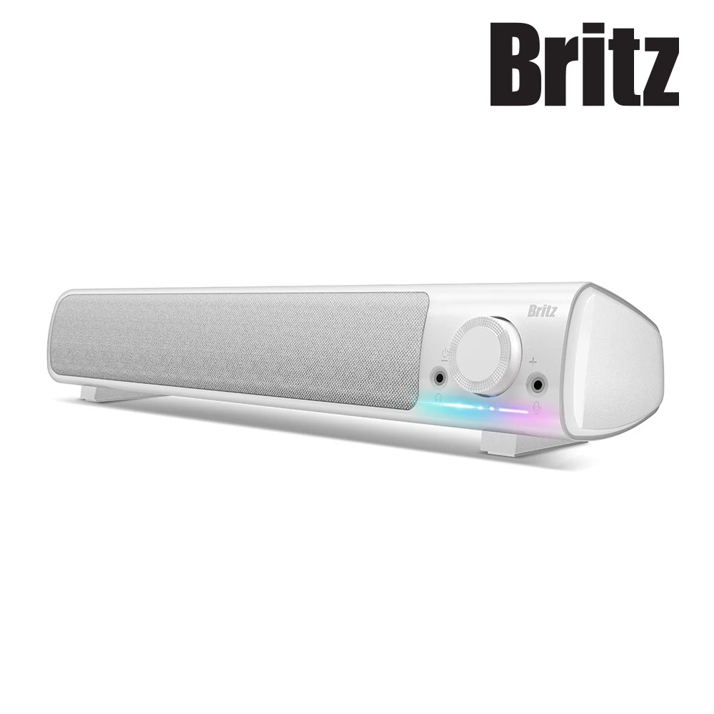 Britz BZ-SL9 (White) Speaker sound bar computer desktop PC monitor PC room wired USB for gaming store