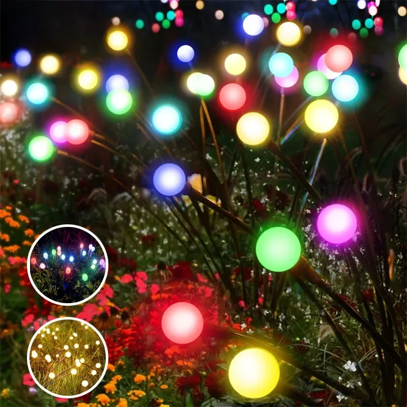 Solar Garden Lights Outdoor 6/8/10 LED Powered Firefly Lawn Lamps Landscape Firework Decoration Eco-Friendly Solar-Powered Light