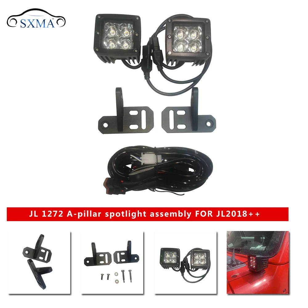 

SXMA LED Work Lights Driving Lamps with LED Wire Harness and A Lamp Bracket Holder Combination for Jeep JL 2018+ Wrangler 1Set