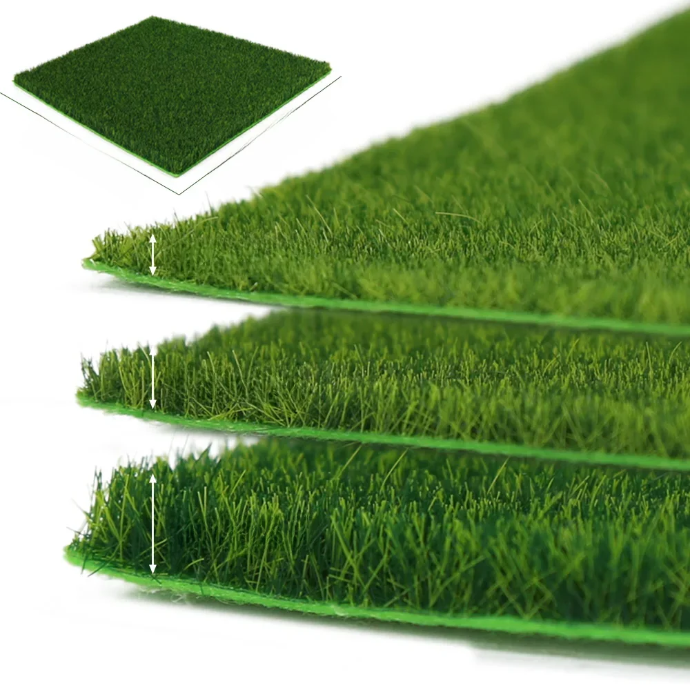 Evemodel 1pc 20cm * 20cm tapis d'herbe carré 3mm 5mm 8mm d'épaisseur tapis de pelouse artificielle pour bricolage projet modèle scène disposition ferrée 3