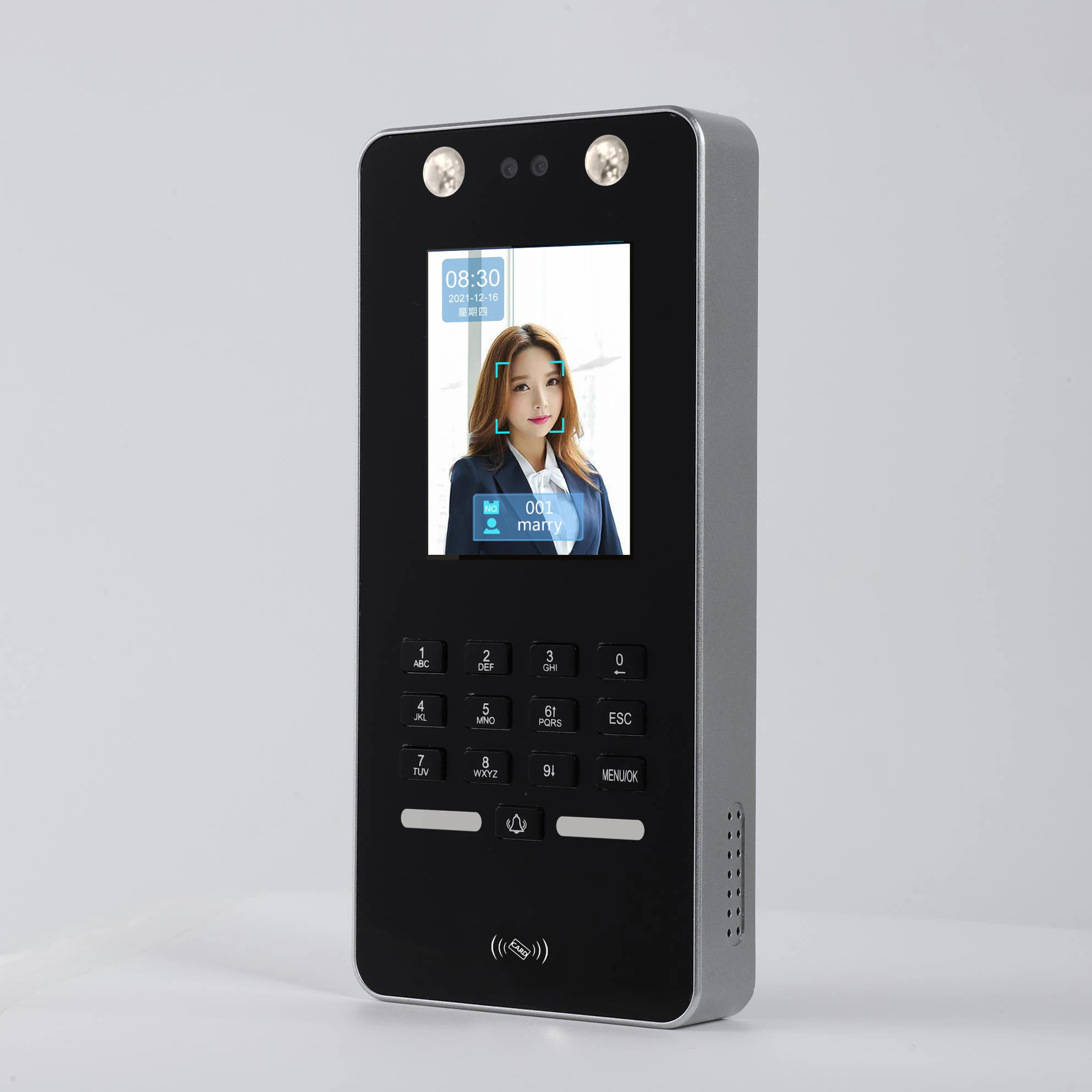 2.8-inch Color Screen 2000 Face Recognition, 2000 Passwords, 2000 Cards RFID Card Access Control Attendance Door Lock System