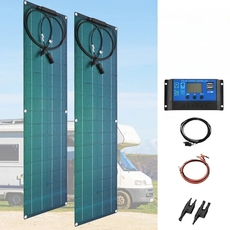 Zestaw elastycznych paneli słonecznych 300W 600W Ładowarka akumulatorów 12V Monokrystaliczny układ słoneczny do Power Bank Jacht kempingowy Samochód RV Łódź — zdjęcie produktu 7