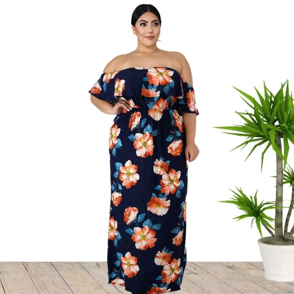 2022  Hot Sale Plus Size Sexy Off Shoulder Maxi Long Dresses for Women Wholesale China