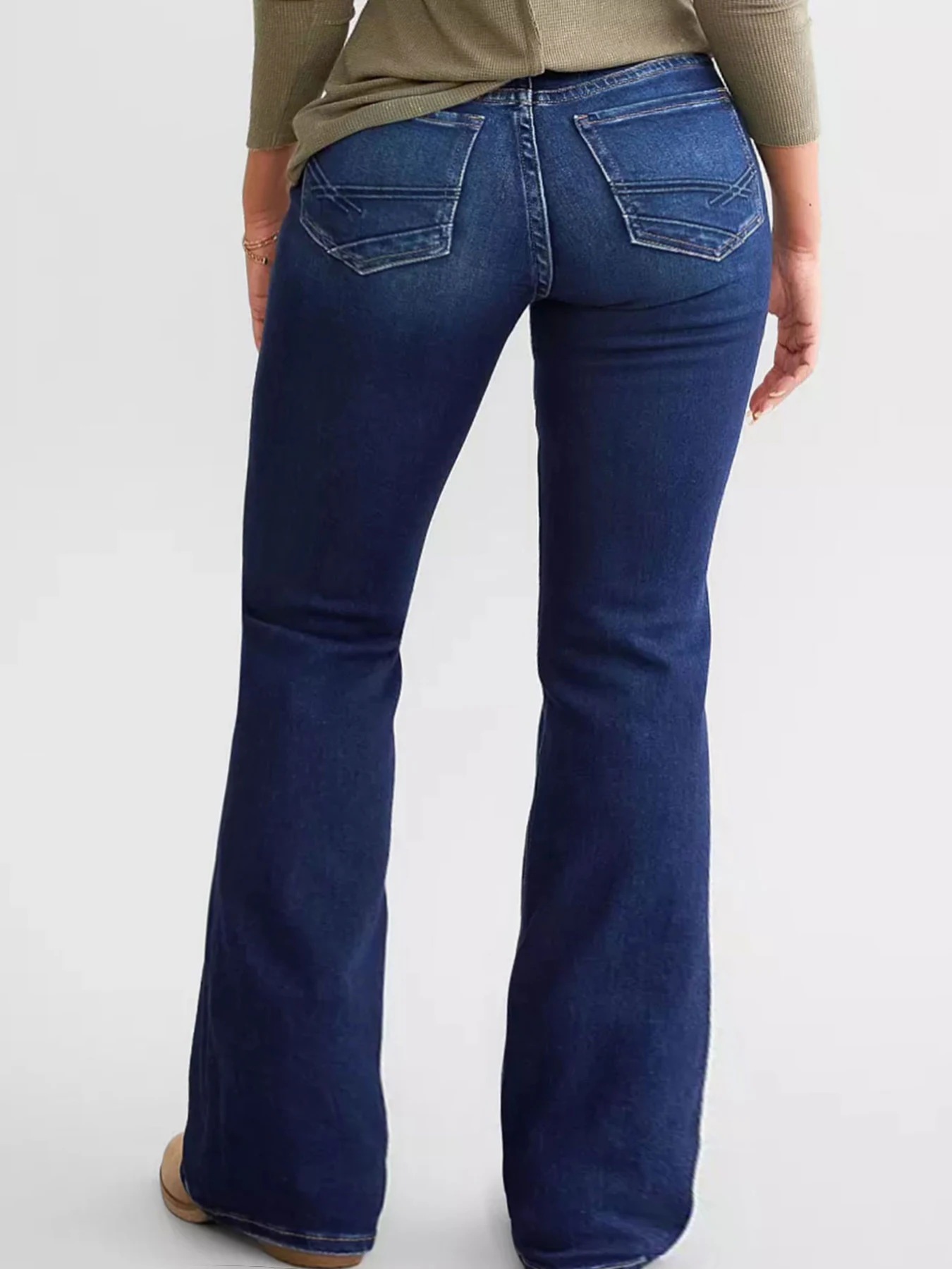 Jeans rasgados elásticos femininos, jeans desgastados para mulheres, jeans bootcut, levantamento de bumbum, controle de barriga, cintura alta