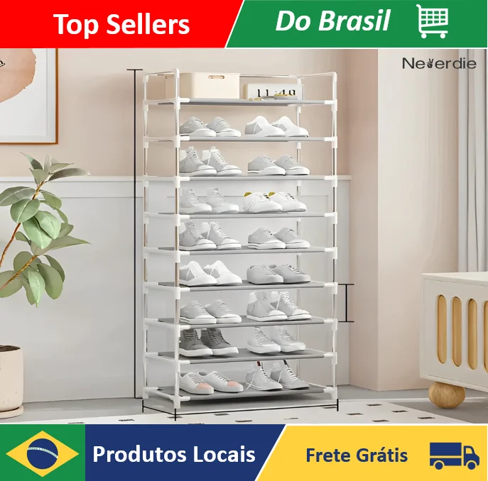 Sapateira Vertical Luxo Inox 27 pares 9 Prateleiras - Neverdie Store