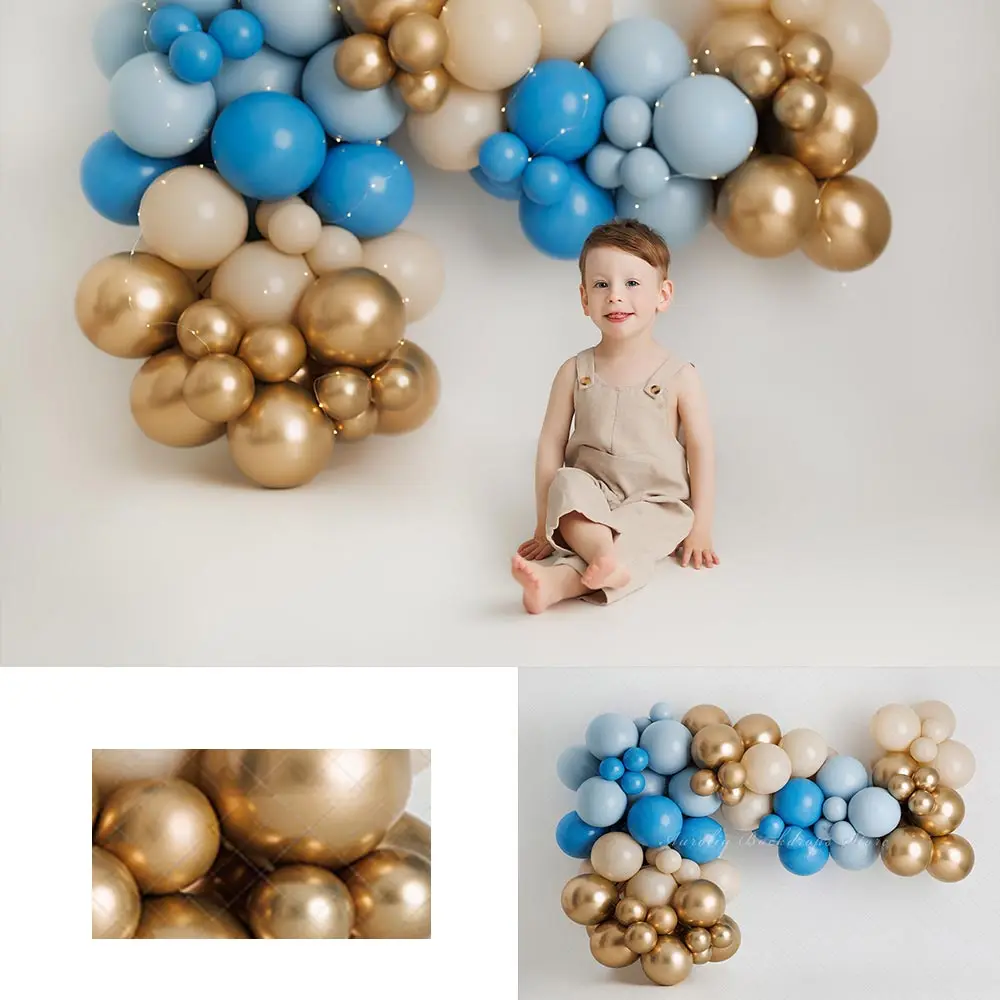 

Блюзовые кремы, золотые воздушные шары, фон для фотосъемки, детский торт на день рождения, студийные фоны для фотосессии