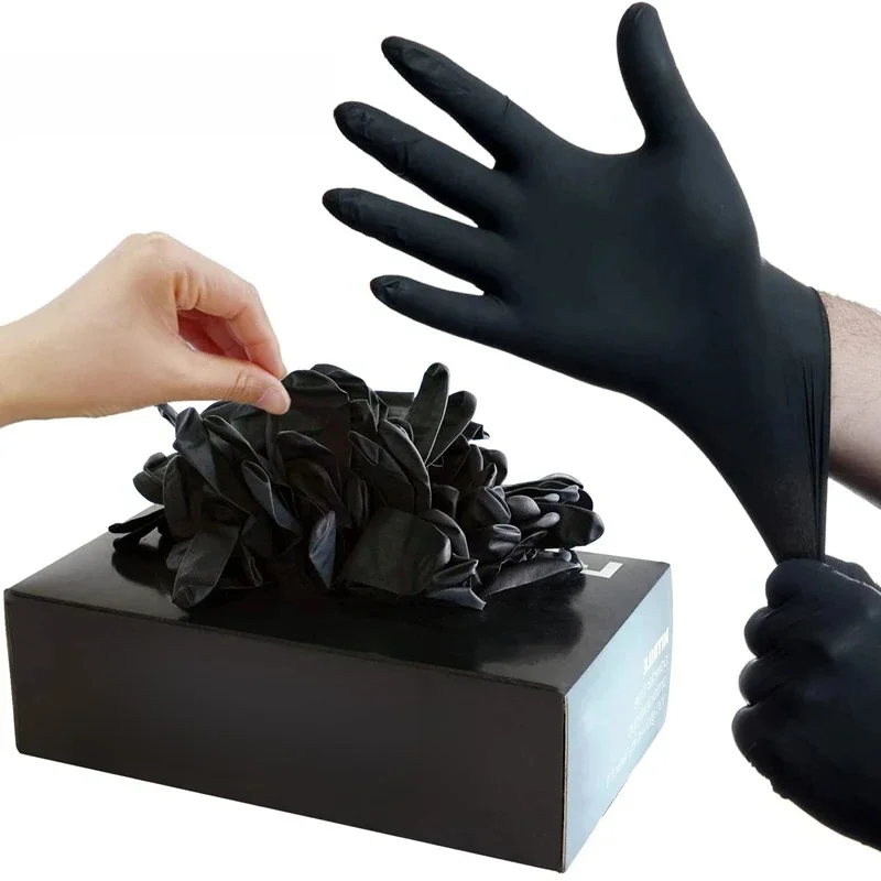 10/20/50/100PCS Zwart Nitril Wegwerphandschoenen voor Werk Latex Gratis Huishoudschoonmaken Handschoen getextureerde Monteur Tattoo Haarverf Schoonheid - afbeelding 2