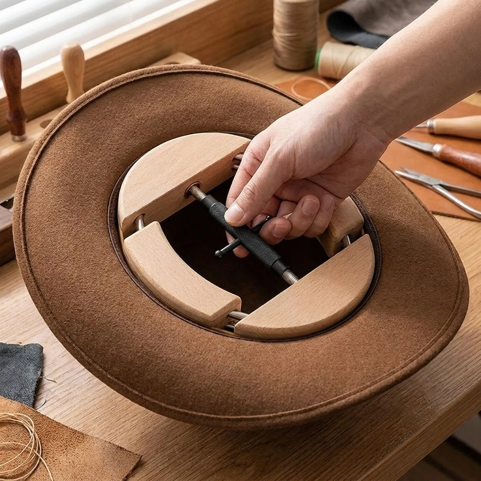 4 Way Adjustable Wooden Hat Stretcher Cap Shape Maintainer Premium Fedora Hat Rack for Storage Cowboy Baseball Holders