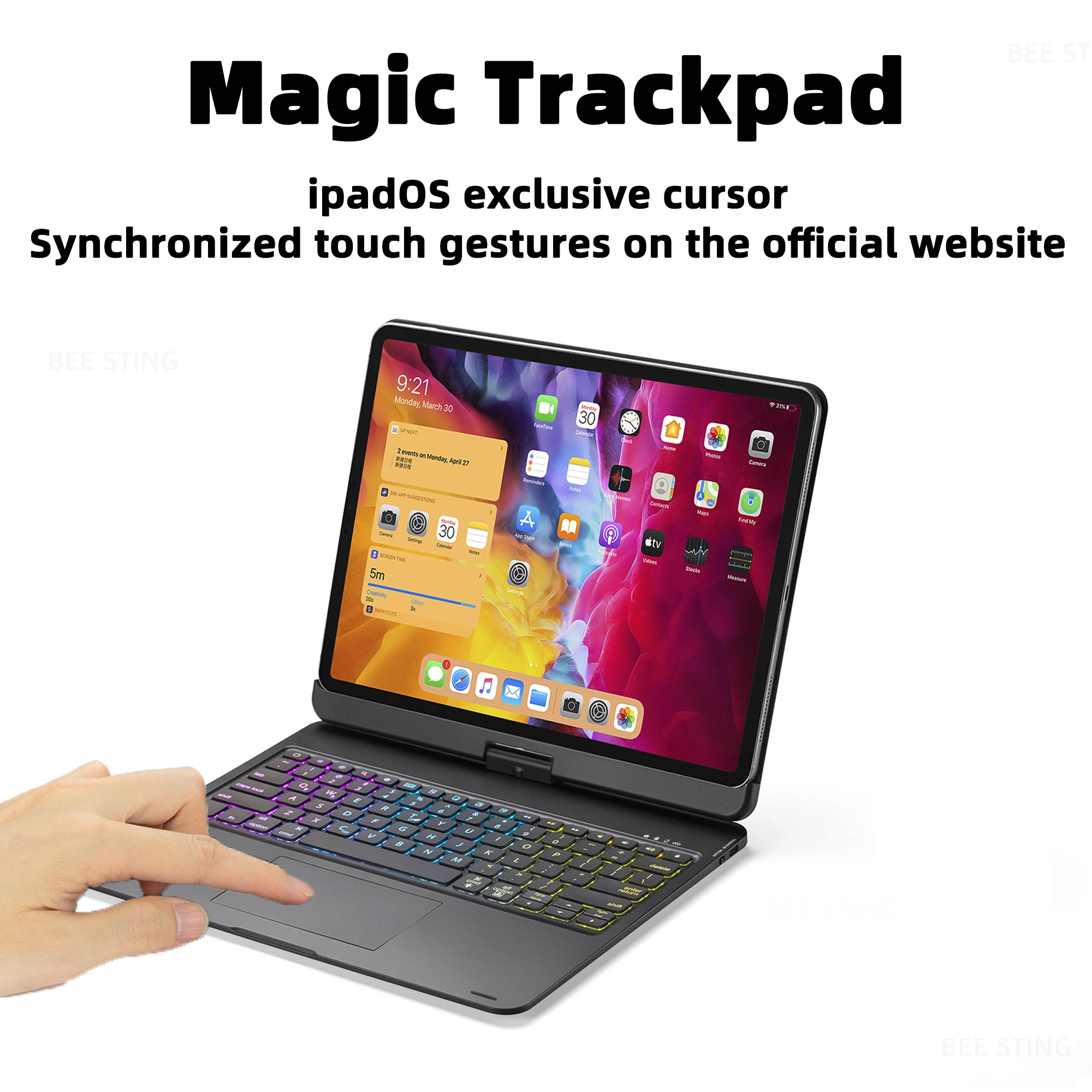 Чехол Magic Keyboard для ipad Pro 11 12,9 2021 2020 2018 Air 4 5 10,9 2022, чехол для клавиатуры с вращающейся подсветкой в корейском, арабском, русском стиле